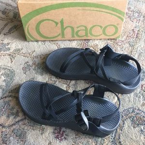 Black double-strap Chaco sandals